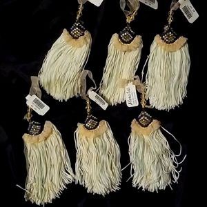 Fringe and beaded ornaments. Set of 6